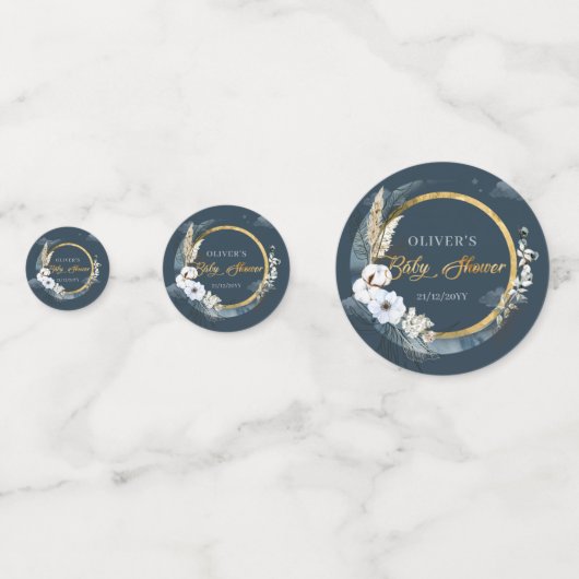 我々は月海軍と金ゴールドのパンパス綿の上にある コンフェッティ (裏面)