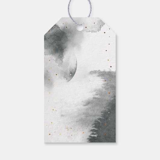 我々は月灰色の金ゴールドの赤ちゃんシャワーの上にある ギフトタグ (裏面)