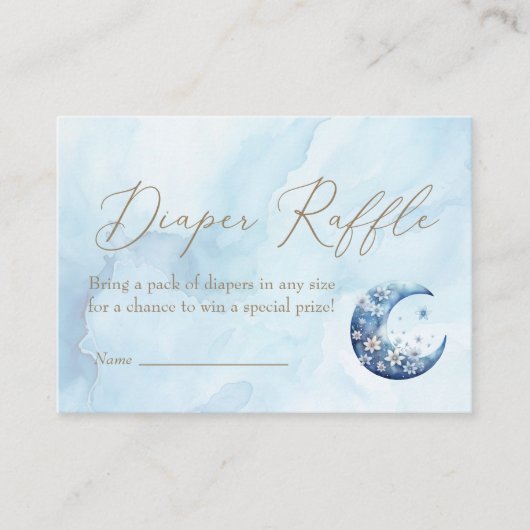 我々は月男の子の赤ちゃんシャワーおむつラッフル上にある エンクロージャーカード (正面)