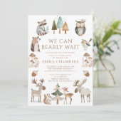 我々は木地動物の赤ちゃんシャワーを待つことができる 招待状 (スタンド正面)