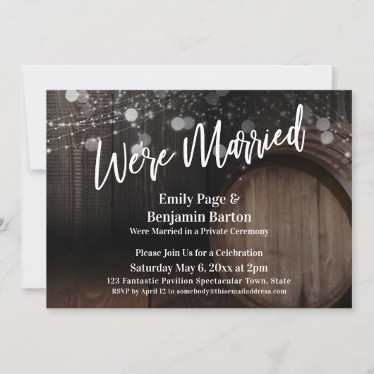 我々は木結婚した樽とラ素朴イトだ 招待状 (正面)