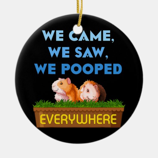 我々は来ギニア豚の母のパパ動物の恋人を見た セラミックオーナメント (正面)