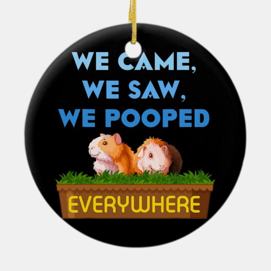 我々は来ギニア豚の母のパパ動物の恋人を見た セラミックオーナメント (裏面)