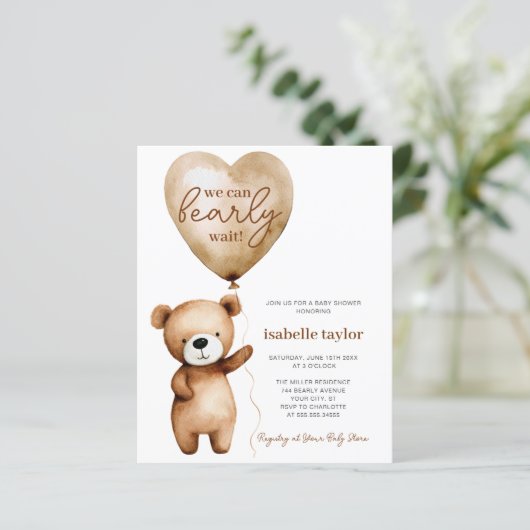 我々は格別に待つことができるバジェット赤ちゃんシャワー招待状 (スタンド正面)