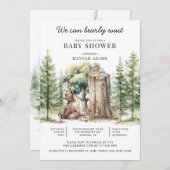 我々は森林ベアーフォレストのベビーシャワーを待つことができる 招待状 (正面/裏面)