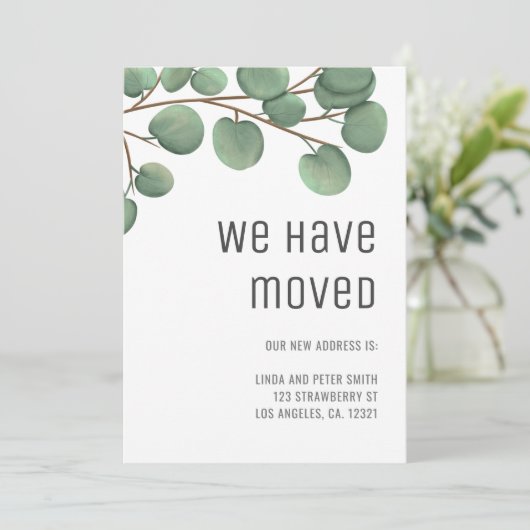 我々は植物学のタイポグラフィの新しいアドレスを移動 案内状 (スタンド正面)