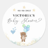 我々は歓迎ベビーシャワーを待つことができる ラウンドシール (正面)