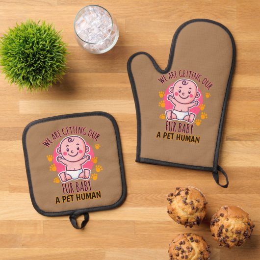 我々は毛皮のベビーをペットの人間にする 鍋つかみ&鍋敷きセット (トップダウン)
