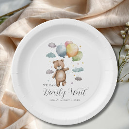 我々は気球の赤ちゃんシャワーを待つことができる ペーパープレート