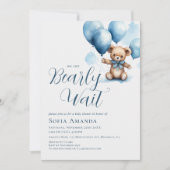 我々は気球の赤ちゃんシャワーを待つことができる 招待状 (正面)