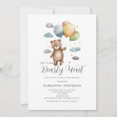 我々は気球の赤ちゃんシャワーを待つことができる 招待状 (正面)