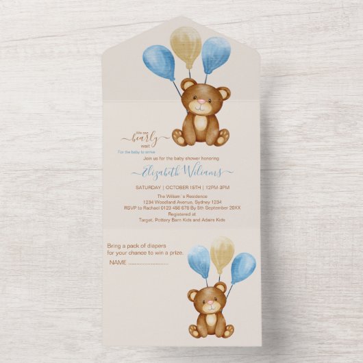 我々は水の色のクマを待つことができる オールインワン招待状 (内側)