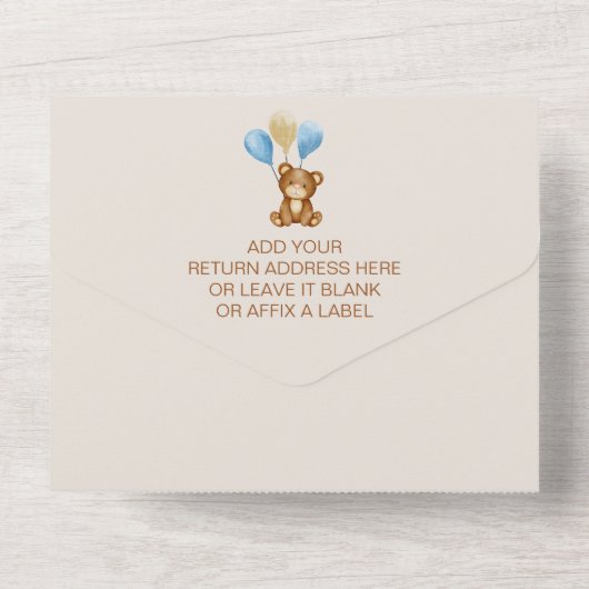 我々は水の色のクマを待つことができる オールインワン招待状 (裏面)