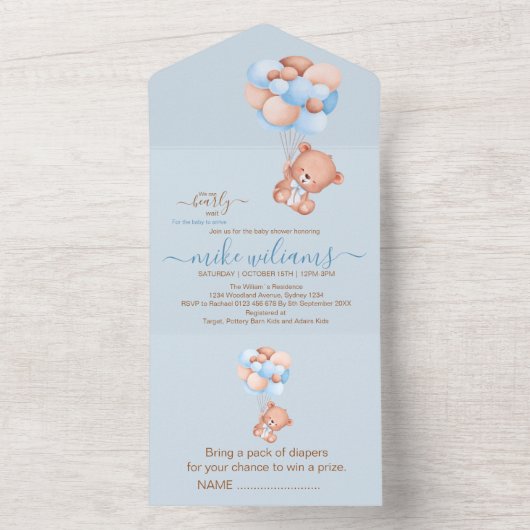 我々は水の色のクマを待つことができる オールインワン招待状 (内側)