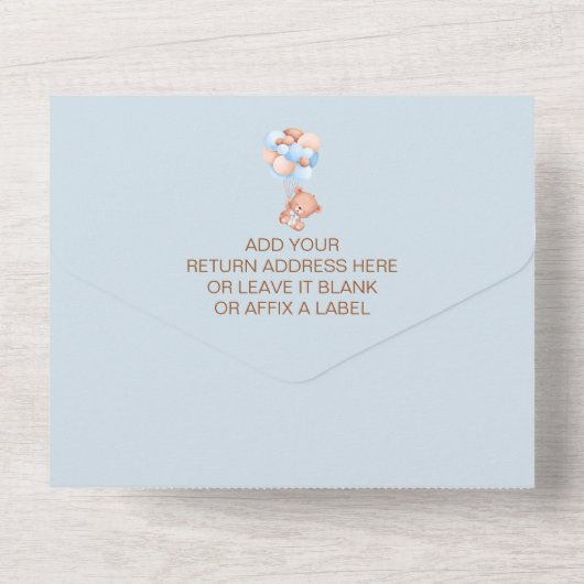 我々は水の色のクマを待つことができる オールインワン招待状 (裏面)