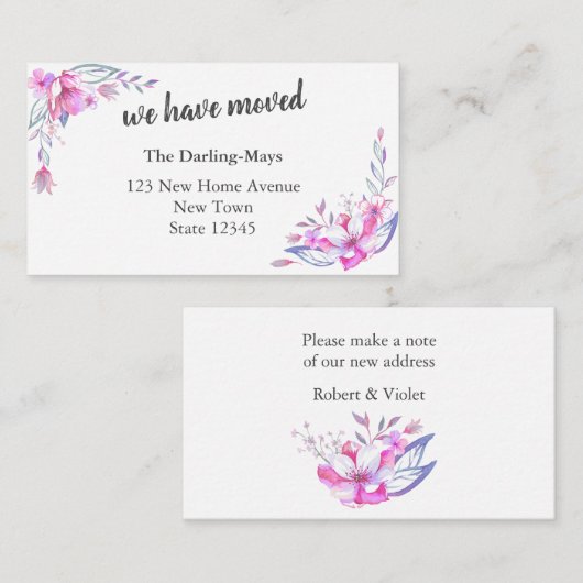 我々は水の色のフローラ新しいアドレスを移動 エンクロージャーカード (正面/裏面)