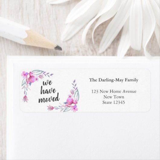 我々は水の色のフローラ新しい差出人住所 ラベル (インサイチュ)