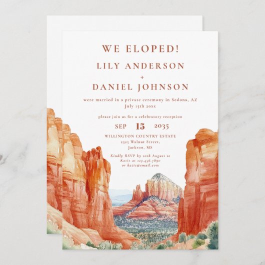 我々は水の色の砂漠の赤い岩の駆け落ち 招待状 (正面/裏面)