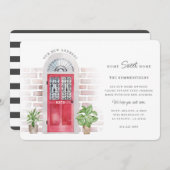 我々は水の色シックな赤いドア移動を移動 案内状 (正面/裏面)