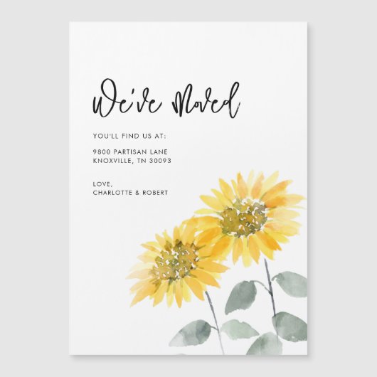 我々は水冷ひまわり動く発表を移動 マグネット招待状 (正面)