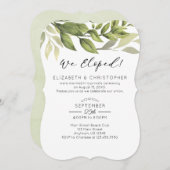 我々は水彩緑の落ち結婚着きを駆け落ち 招待状 (正面/裏面)