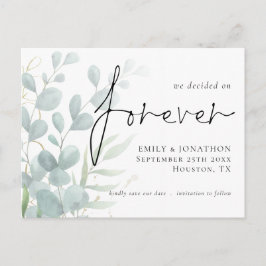 我々は永久ユーカリの日付を保存することに決めた インビテーションポストカード