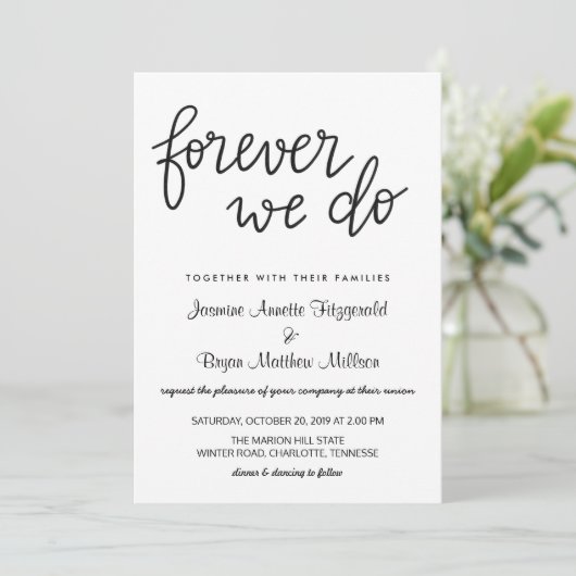 我々は永遠に手書きスクリプモダントを結婚行う 招待状 (スタンド正面)