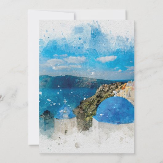 我々は海外のサントリーニ結婚したギリ結婚スを駆け落ち 招待状 (裏面)