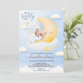 我々は熊の男の赤ちゃんシャワーモダンを待つことができる 招待状 (スタンド正面)