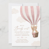 我々は熱気球の赤ちゃんシャワーを待つことができる 招待状 (正面)
