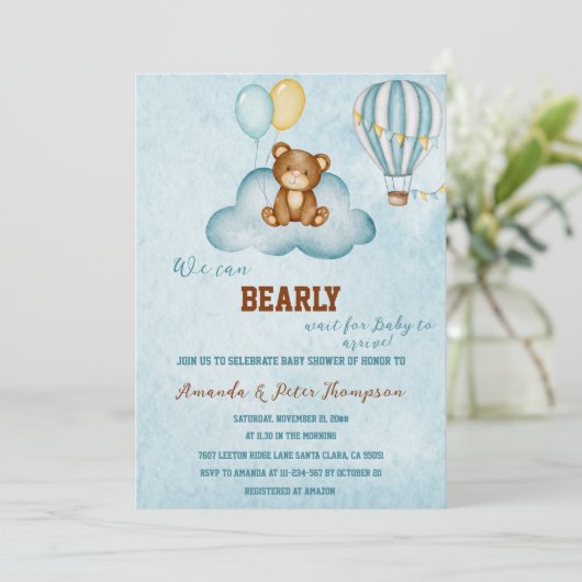 我々は熱気球の赤ちゃんシャワーを待つことができる 招待状 (スタンド正面)