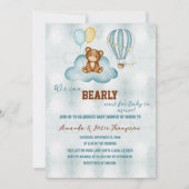 我々は熱気球の赤ちゃんシャワーを待つことができる 招待状 (正面)