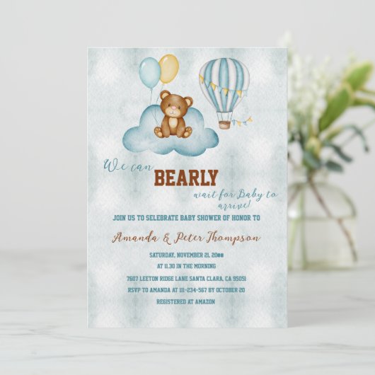 我々は熱気球の赤ちゃんシャワーを待つことができる 招待状 (スタンド正面)