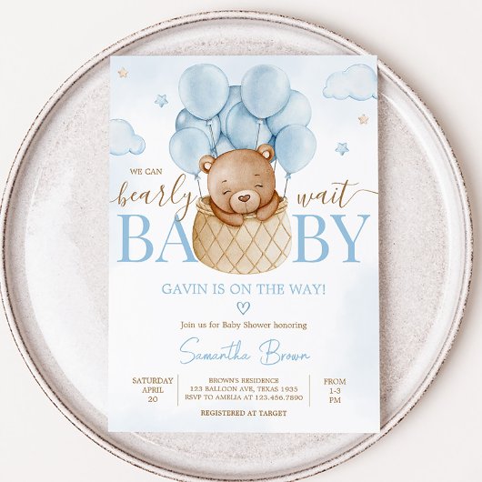 我々は熱気球の赤ちゃんシャワーを待つことができる 招待状