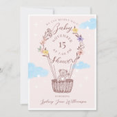 我々は熱気球テディベアピンクのテディベアを待つことができる 招待状 (正面)