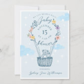 我々は熱気球テディベア青を待つことができる 招待状 (正面)