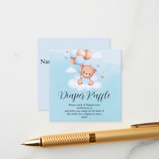 我々は男の子おむつラッフルを待つことができる エンクロージャーカード (正面/裏面インサイチュ)