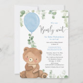 我々は男の子のシャワー気球を待つことができる 招待状 (正面)