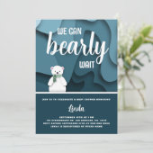 我々は男の子の冬の赤ちゃんシャワーを待つことができる 招待状 (スタンド正面)