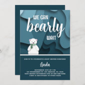 我々は男の子の冬の赤ちゃんシャワーを待つことができる 招待状 (正面/裏面)