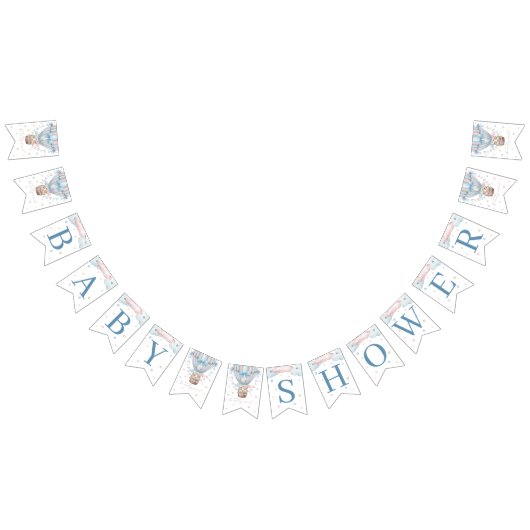 我々は男の子の双子の赤ちゃんシャワーを待つことができる バンティングフラッグ (全)