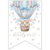 我々は男の子の双子の赤ちゃんシャワーを待つことができる バンティングフラッグ (第1の旗)