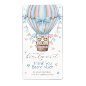 我々は男の子の双子を待つことができ感謝 ラベル (正面)