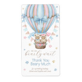 我々は男の子の双子を待つことができ感謝 ラベル (正面)