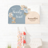 我々は男の子の赤ちゃんシャワーのバナーを待つことができる 横断幕 (インサイチュ)