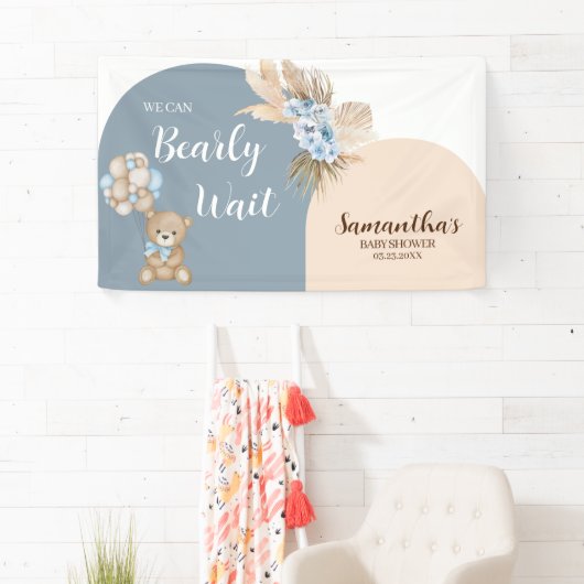 我々は男の子の赤ちゃんシャワーのバナーを待つことができる 横断幕 (インサイチュ)