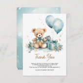我々は男の子の赤ちゃんシャワーを待つことができる サンキューカード (正面/裏面)