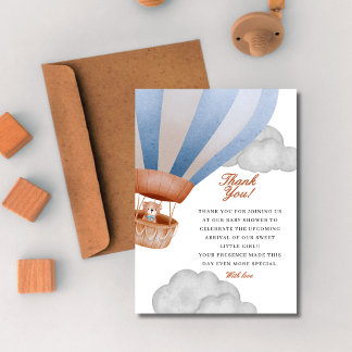 我々は男の子の赤ちゃんシャワーを待つことができる サンキューカード