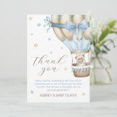 我々は男の子の赤ちゃんシャワーを待つことができる サンキューカード (スタンド正面)