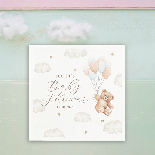 我々は男の子の赤ちゃんシャワーを待つことができる スタンダードカクテルナプキン